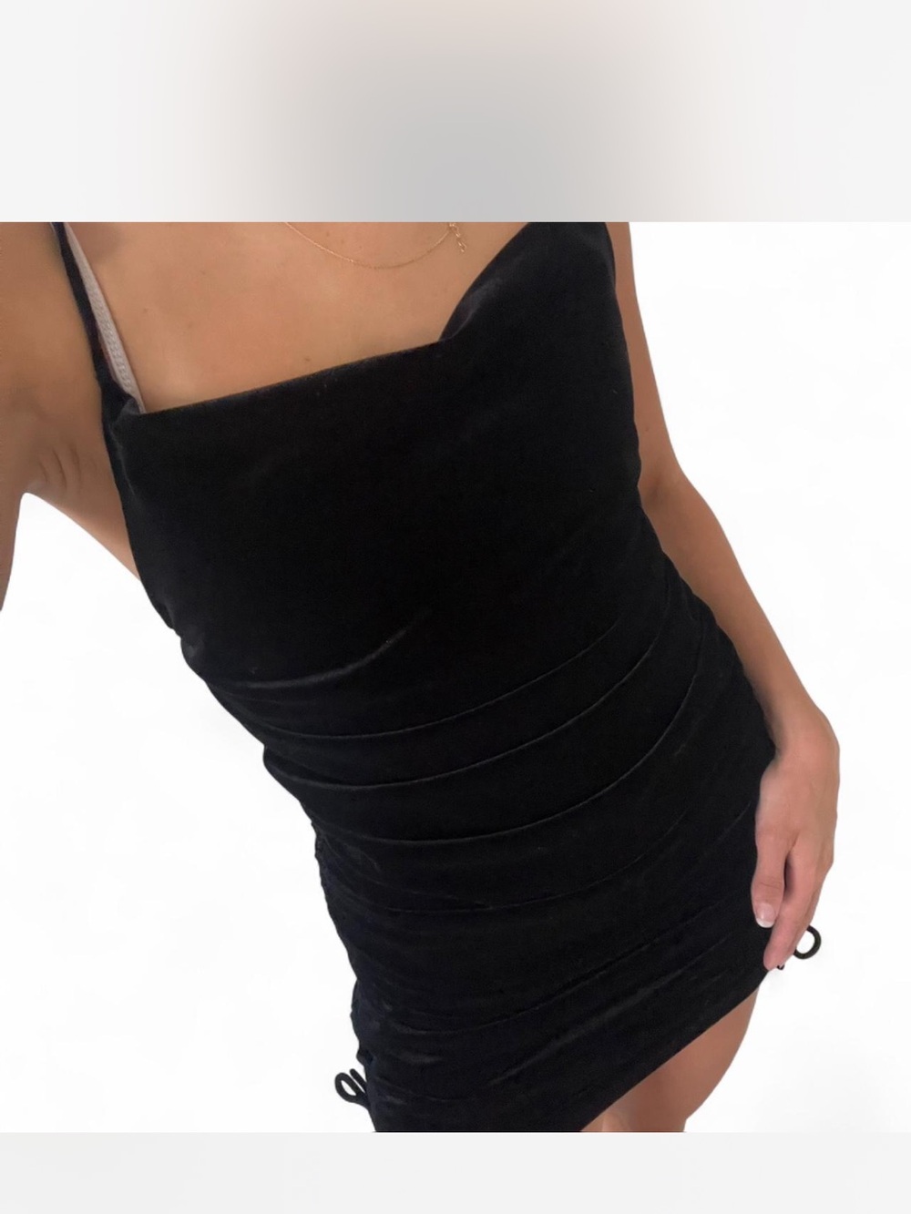 Zara Black Velvet Mini Dress with Spaghetti Straps